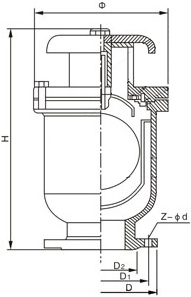 給水管道進(jìn)排氣閥結(jié)構(gòu)圖
